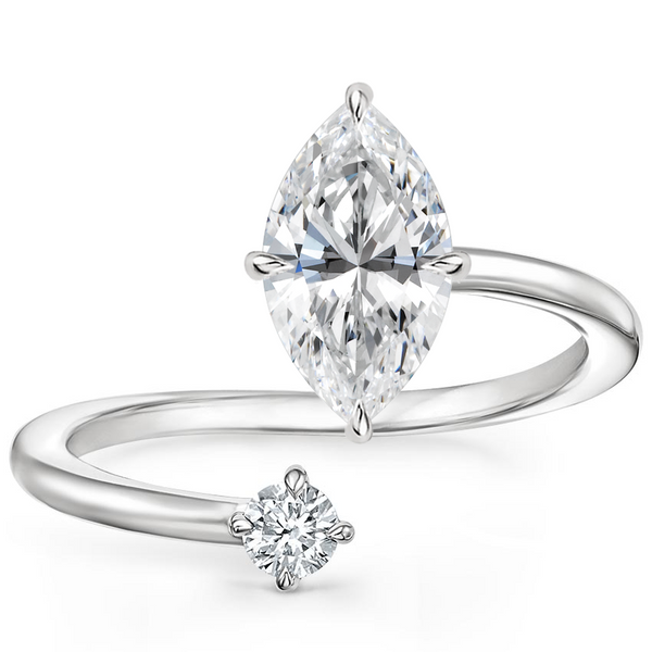 Swirl Toi et Moi Marquise Lab Diamond Ring