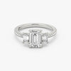 Three Stone Emerald Pavé Lab Diamond Engagement Ring