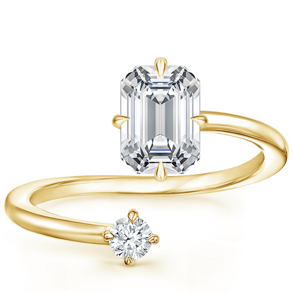 Swirl Toi et Moi Emerald Lab Diamond Ring