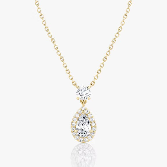 Pear & Round Lab Grown Diamond Drop Pendant