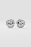 2 ct Solitaire Swirl Halo Earring