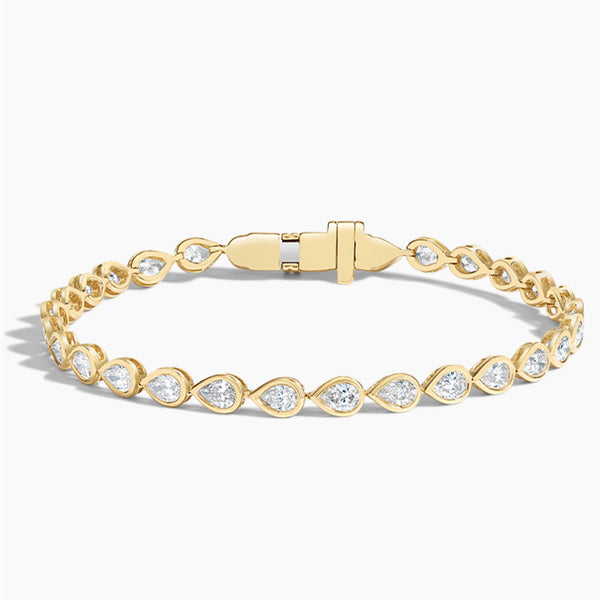 Bezel Pear Lab Grown Diamond Tennis Bracelet