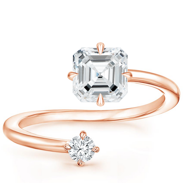 Swirl Toi et Moi Asscher Lab Diamond Ring