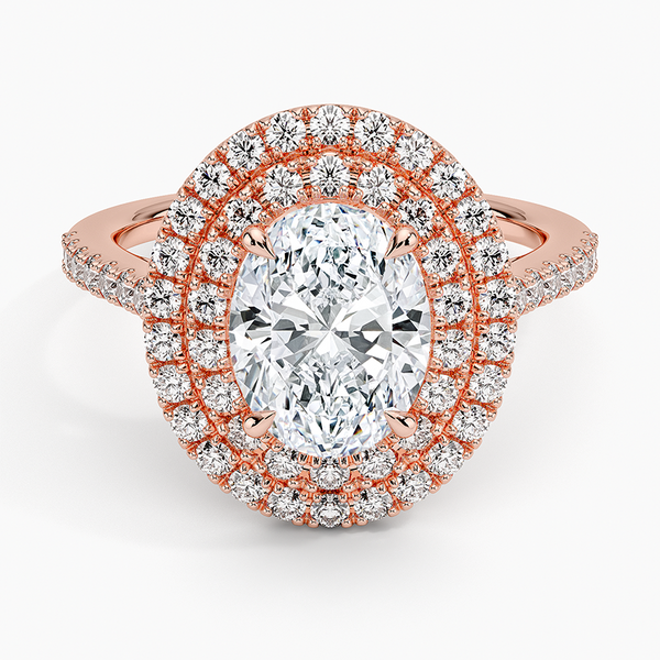 Double Halo Oval Lab Grown Diamond Engagement Ring