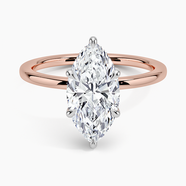 Mixed Metal Marquise Lab Grown Diamond Engagement Ring