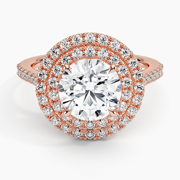Double Halo Round Lab Grown Diamond Engagement Ring