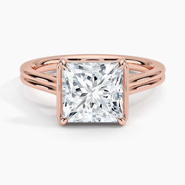 Half Bezel Princess Lab grown Diamond Engagement Ring