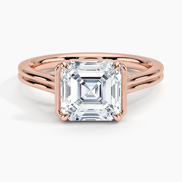Half Bezel Asscher Lab grown Diamond Engagement Ring