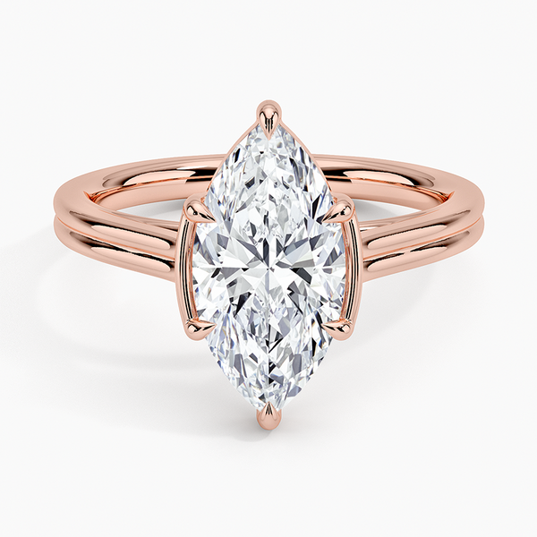 Half Bezel Marquise Lab grown Diamond Engagement Ring