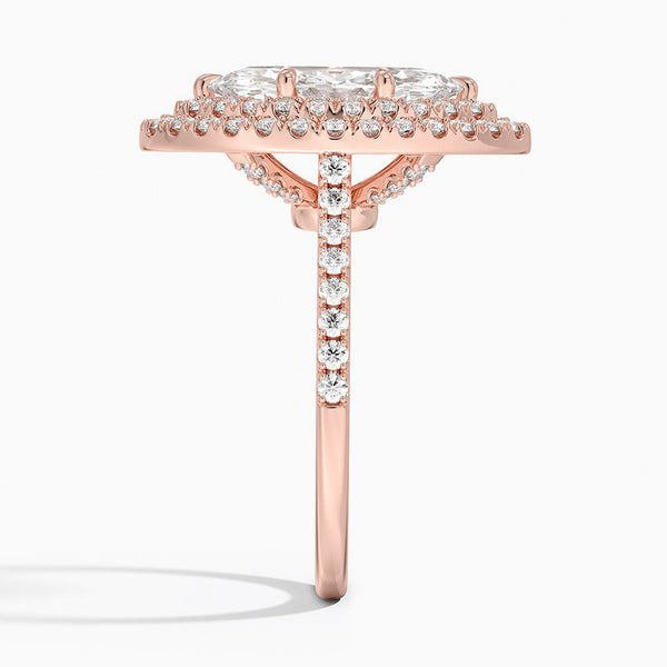 Double Halo Marquise Lab Grown Diamond Engagement Ring