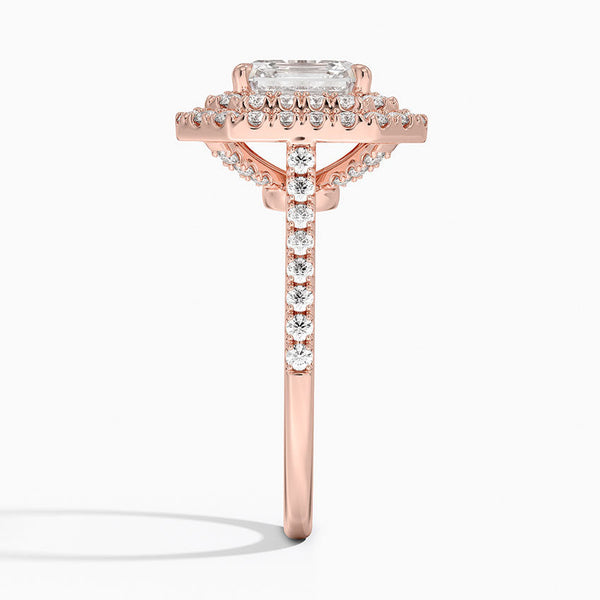 Double Halo Asscher Lab Grown Diamond Engagement Ring