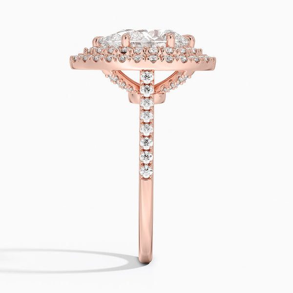 Double Halo Pear Lab Grown Diamond Engagement Ring
