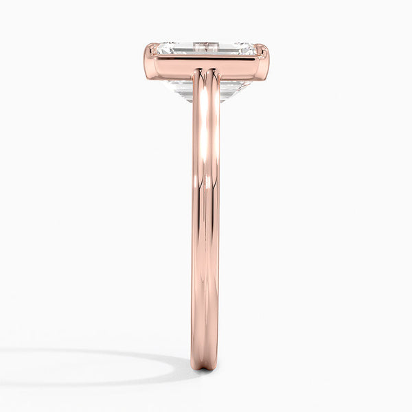 Half Bezel Emerald Lab grown Diamond Engagement Ring