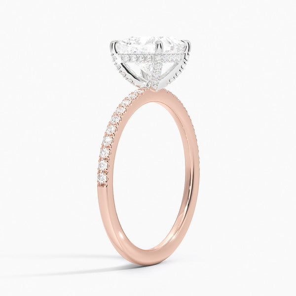 Two Tone Pavé Princess Lab Grown Diamond Engagement Ring