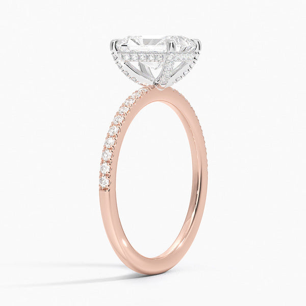 Two Tone Pavé Radiant Lab Grown Diamond Engagement Ring