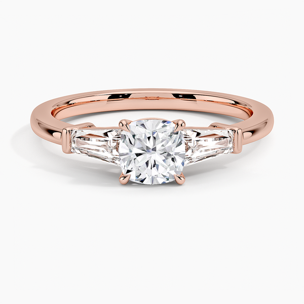 Trifecta Cushion Lab Grown Diamond Engagement Ring