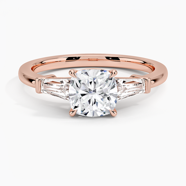 Trifecta Cushion Lab Grown Diamond Engagement Ring