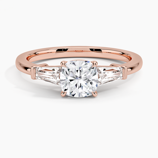 Trifecta Cushion Lab Grown Diamond Engagement Ring
