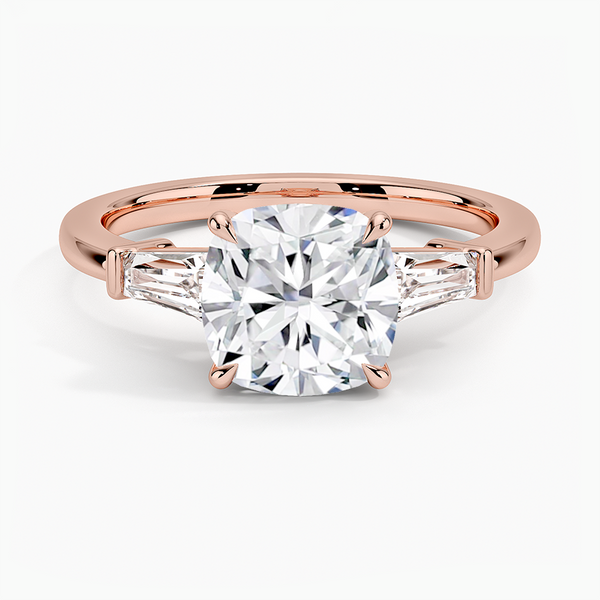 Trifecta Cushion Lab Grown Diamond Engagement Ring