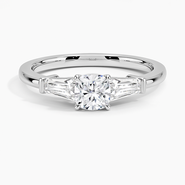 Trifecta Cushion Lab Grown Diamond Engagement Ring