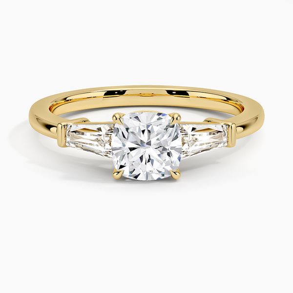 Trifecta Cushion Lab Grown Diamond Engagement Ring