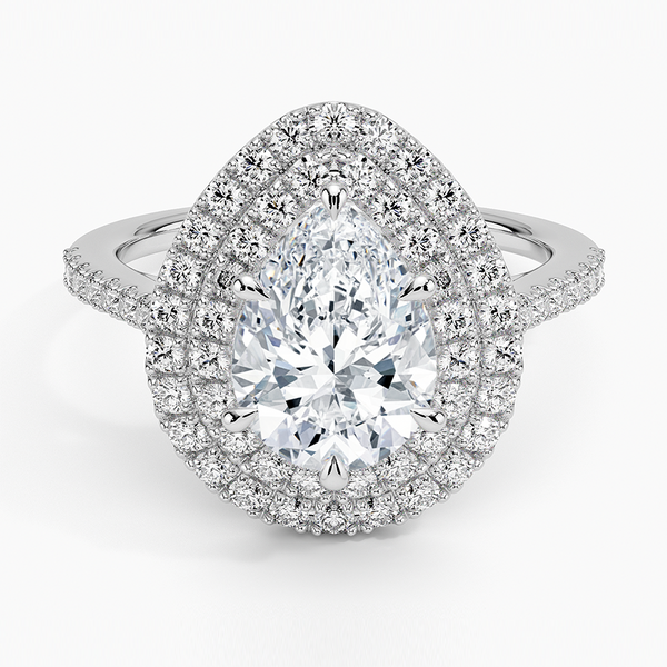 Double Halo Pear Lab Grown Diamond Engagement Ring