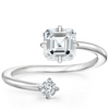 Swirl Toi et Moi Asscher Lab Diamond Ring