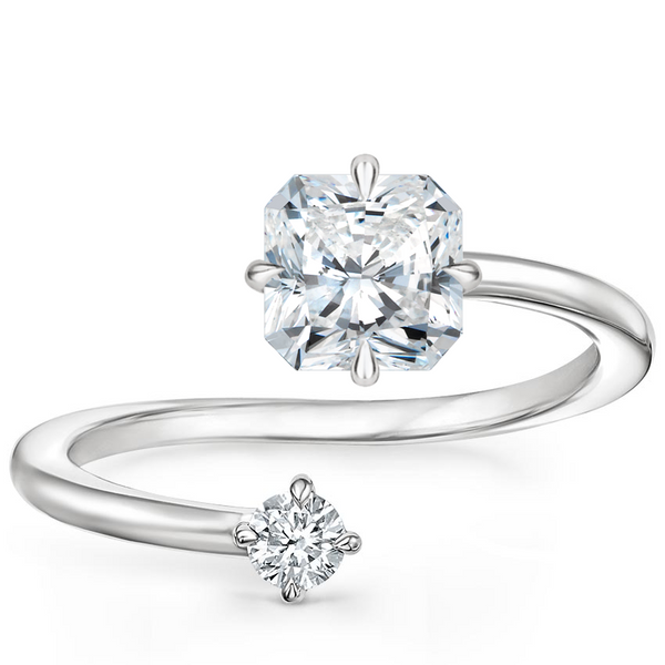 Swirl Toi et Moi Radiant Lab Diamond Ring
