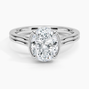 Half Bezel Oval Lab grown Diamond Engagement Ring