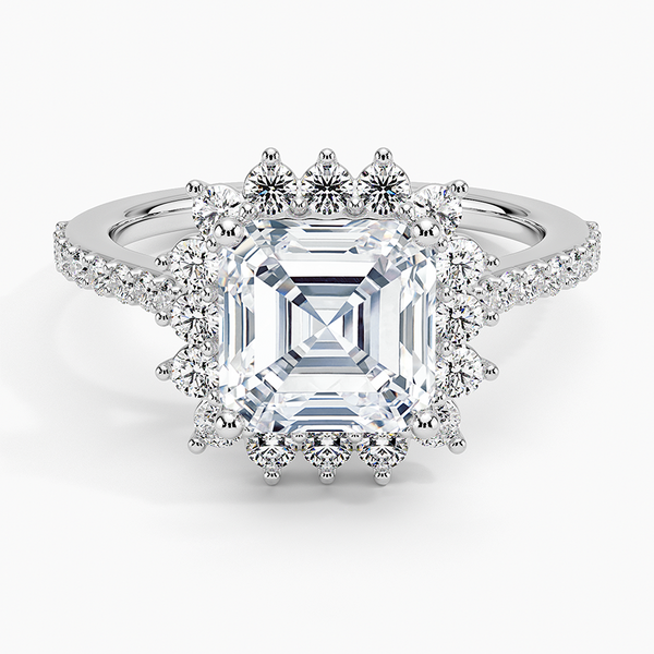 Sun Asscher Lab Grown Diamond Engagement Ring