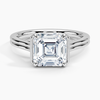 Half Bezel Asscher Lab grown Diamond Engagement Ring