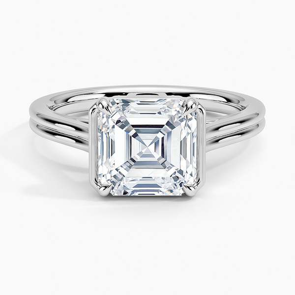 Half Bezel Asscher Lab grown Diamond Engagement Ring