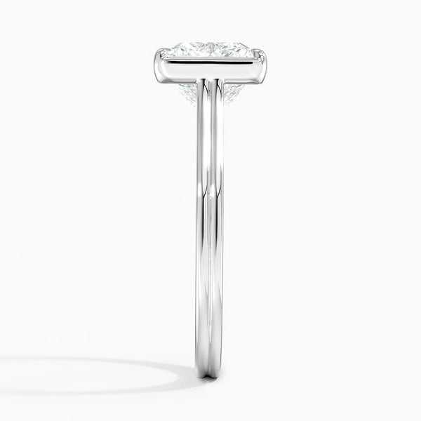 Half Bezel Princess Lab grown Diamond Engagement Ring