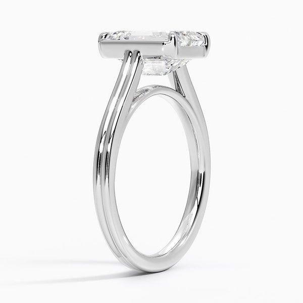 Half Bezel Emerald Lab grown Diamond Engagement Ring