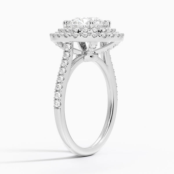 Double Halo Round Lab Grown Diamond Engagement Ring