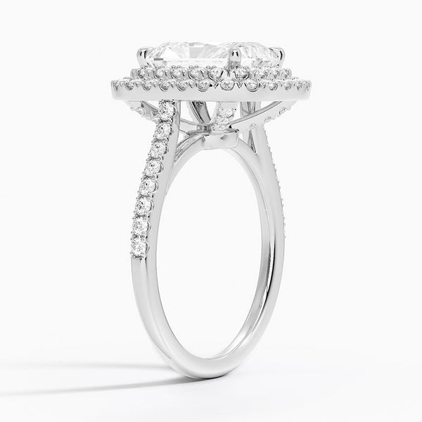 Double Halo Radiant Lab Grown Diamond Engagement Ring