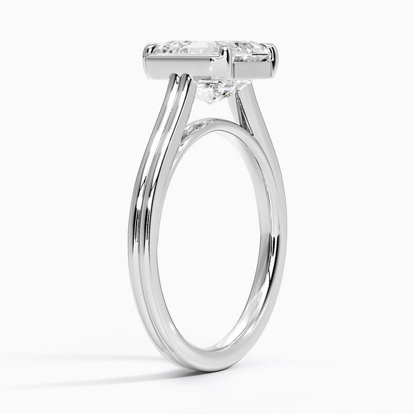 Half Bezel Asscher Lab grown Diamond Engagement Ring
