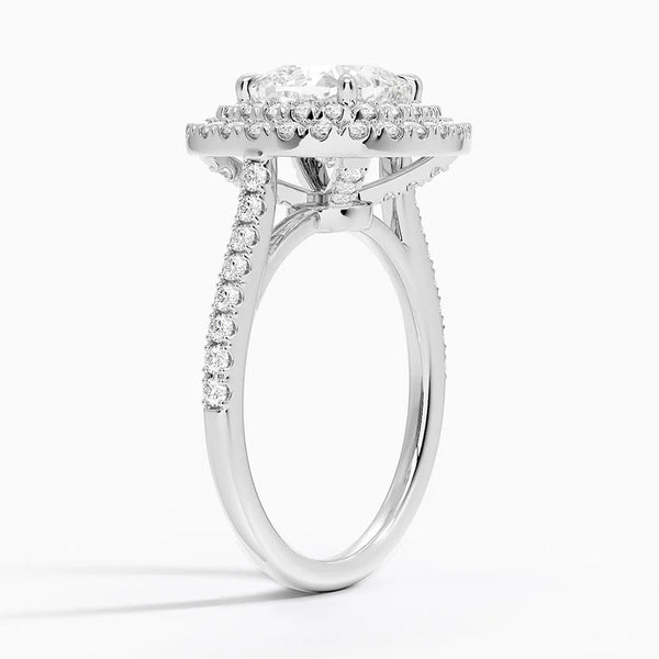 Double Halo Cushion Lab Grown Diamond Engagement Ring