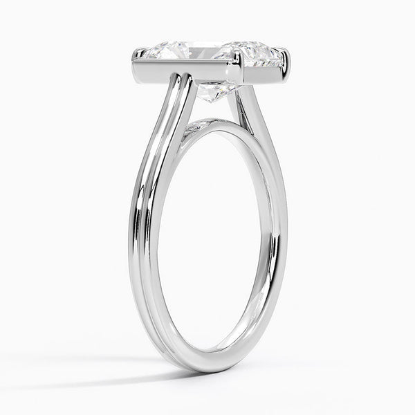Half Bezel Radiant Lab grown Diamond Engagement Ring