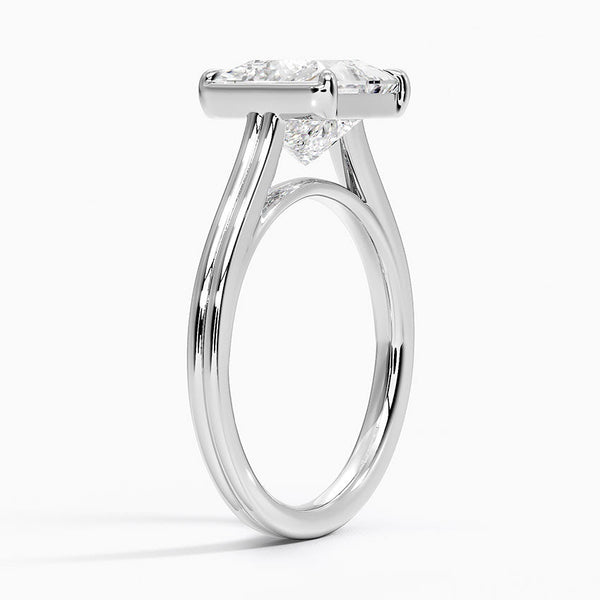 Half Bezel Princess Lab grown Diamond Engagement Ring