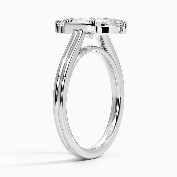 Half Bezel Marquise Lab grown Diamond Engagement Ring