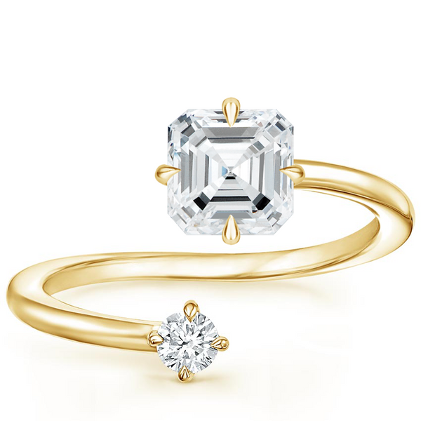 Swirl Toi et Moi Asscher Lab Diamond Ring