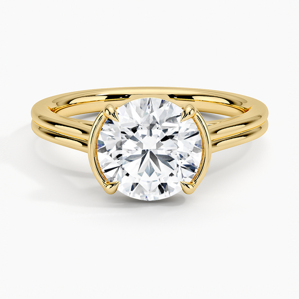 Half Bezel Round Lab Grown Diamond Engagement Ring
