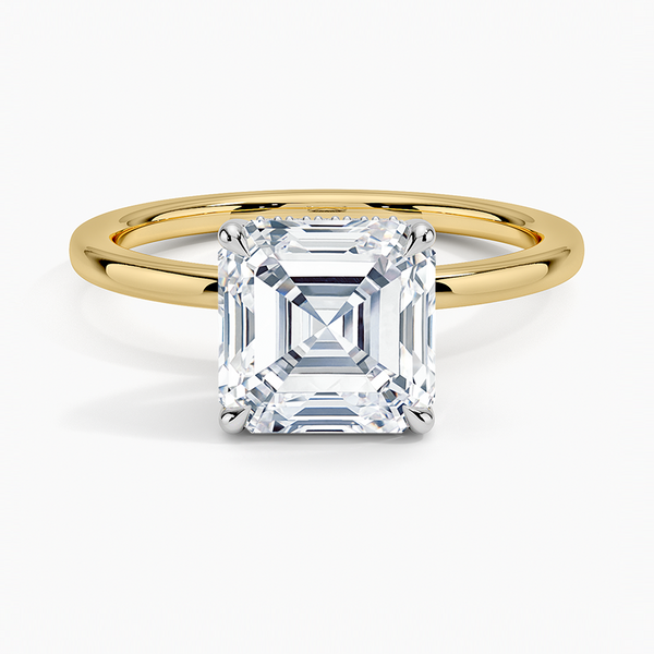 Mixed Metal Asscher Lab Grown Diamond Engagement Ring