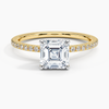 Two Tone Pavé Asscher Lab Grown Diamond Engagement Ring