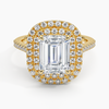 Double Halo Emerald Lab Grown Diamond Engagement Ring