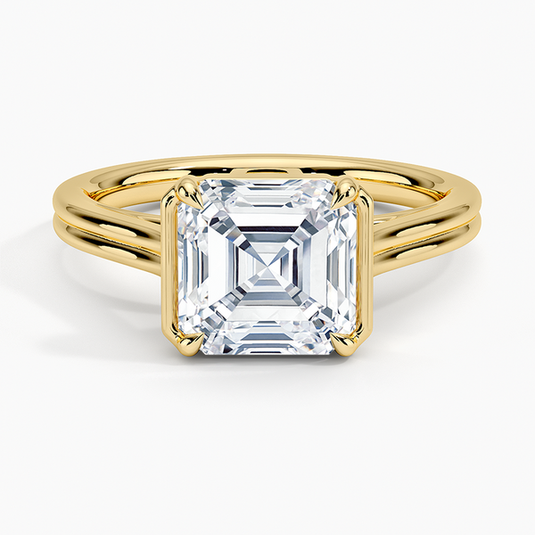 Half Bezel Asscher Lab grown Diamond Engagement Ring