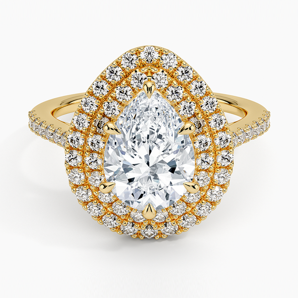 Double Halo Pear Lab Grown Diamond Engagement Ring