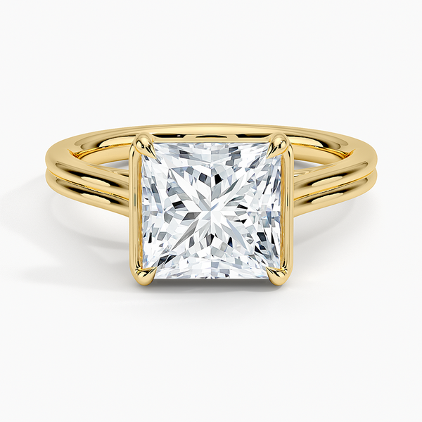 Half Bezel Princess Lab grown Diamond Engagement Ring