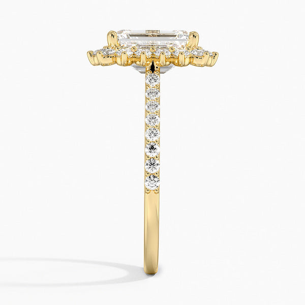 Sun Emerald Lab Grown Diamond Engagement Ring